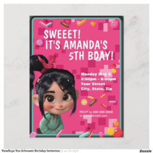 Vanellope Von Schweetz Birthday Invitation