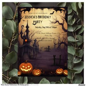 Very Scary Halloween Birthday party Invitation