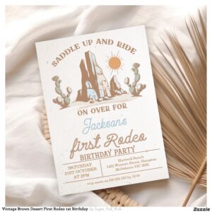 Vintage Brown Desert First Rodeo 1st Birthday Invitation