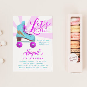 Vintage Gold Roller Skating Birthday Party Invitation