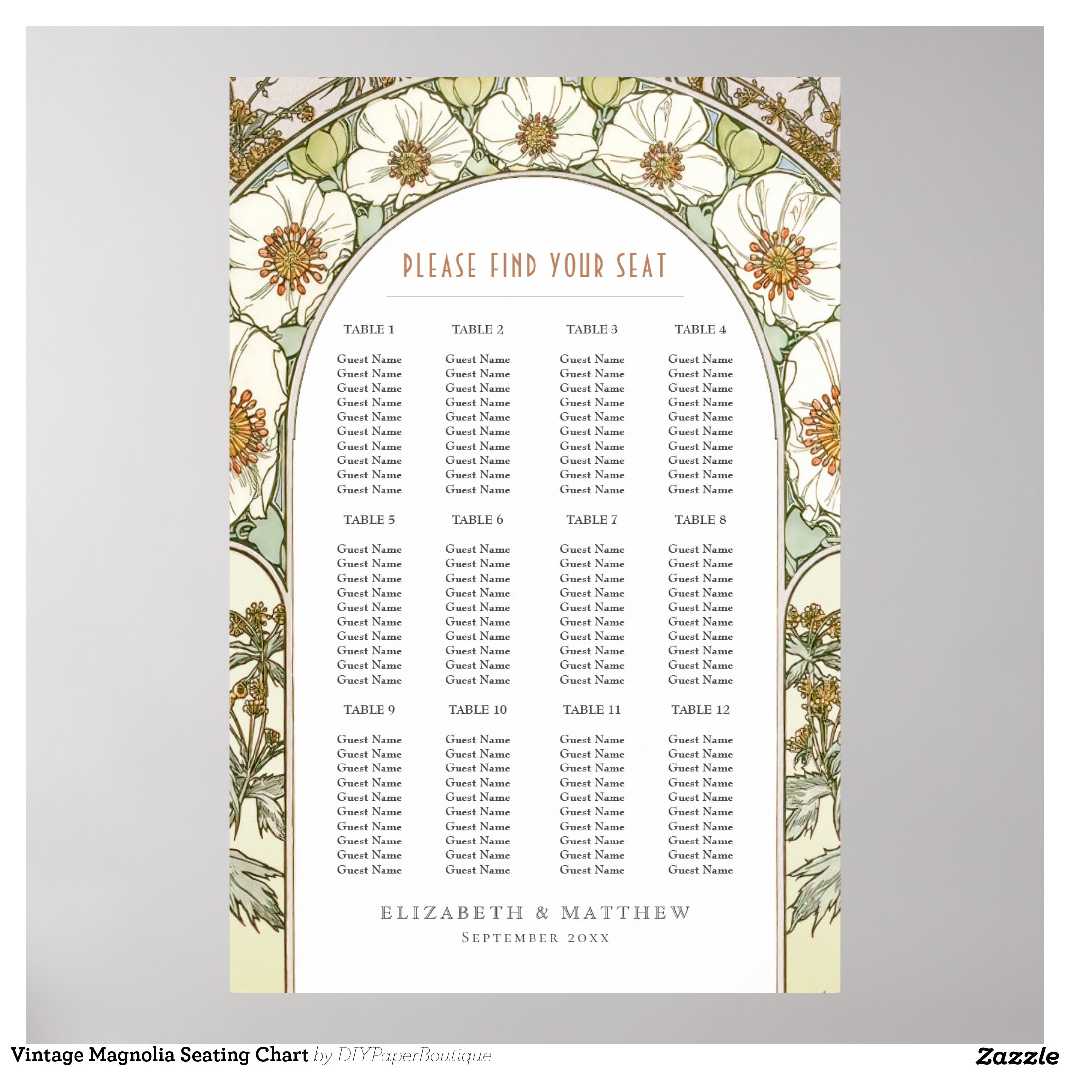 Vintage Magnolia Seating Chart