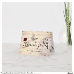 Vintage Music Notes Fairytale Wedding Thank You