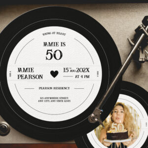 Vintage Vinyl Record Milestone Birthday Invitation