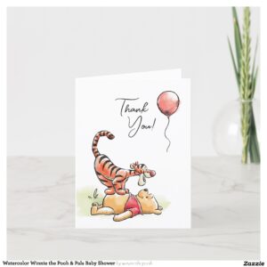 Watercolor Winnie the Pooh & Pals Baby Shower Thank You Card