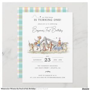Watercolor Winnie the Pooh & Pals Birthday Invitation