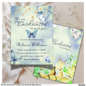 We Are Enchanted To Meet You Butterfly Baby Shower Invitation