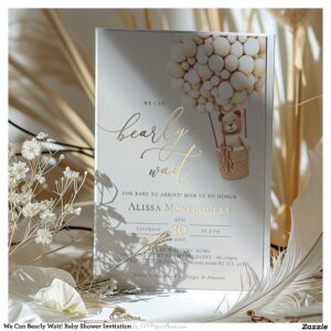 We Can Bearly Wait! Baby Shower Invitation Foil Invitation