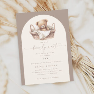 We Can Bearly Wait Gender Neutral Boho Baby Shower Invitation