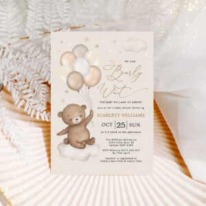 We can Bearly Wait Teddy Bear Neutral Baby Shower Invitation