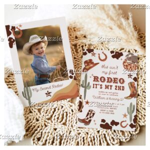 Western cowboy 2nd Rodeo photo Birthday party Invitation