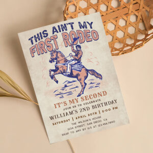 Western Cowboy Rodeo 2nd Birthday Party Invitation