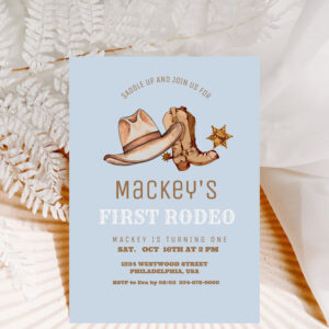 Western First Rodeo Cowboy Birthday Invitation