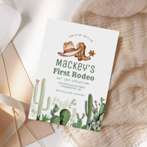 Western First Rodeo Cowboy Birthday Party Invitation