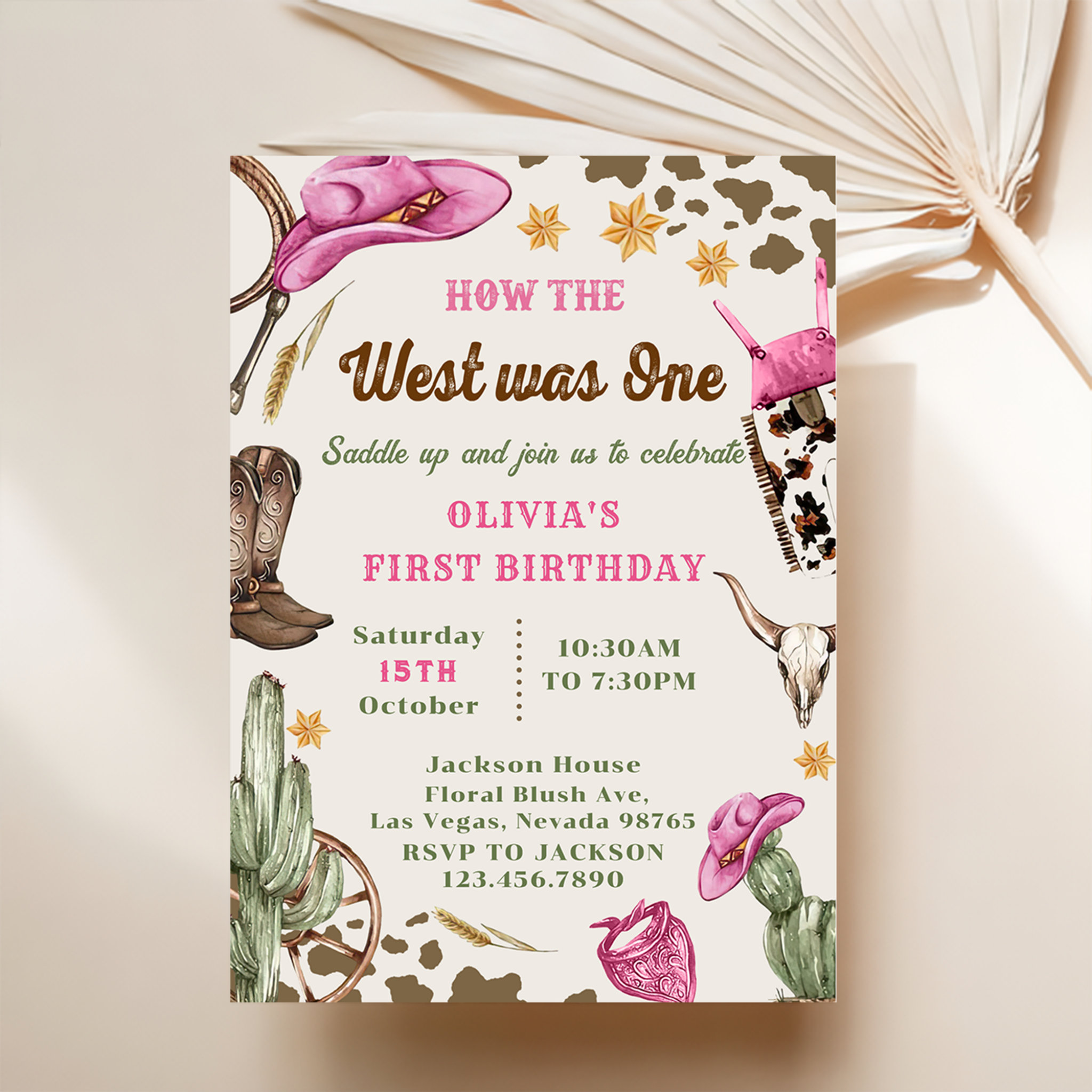 Western How The West Was One Rodeo 1st Birthday Invitation