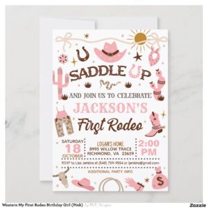 western_my_first_rodeo_birthday_girl_pink_invitation-re142f50d2a3e48918d4b697a8951aef8_tcvqa_2154 Western My First Rodeo Birthday Girl (Pink) Invitation