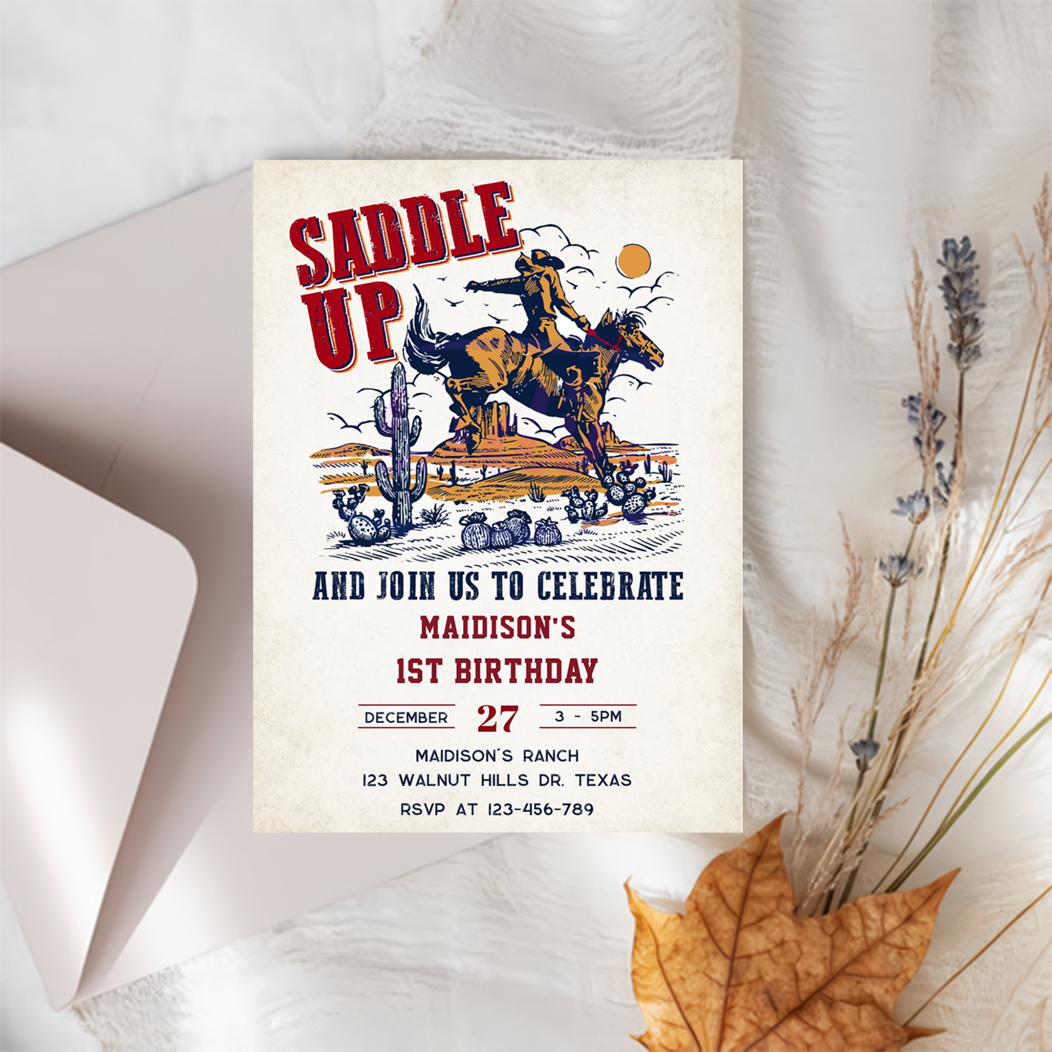 Western Saddle Up And Join Us For Birthday Party Invitation