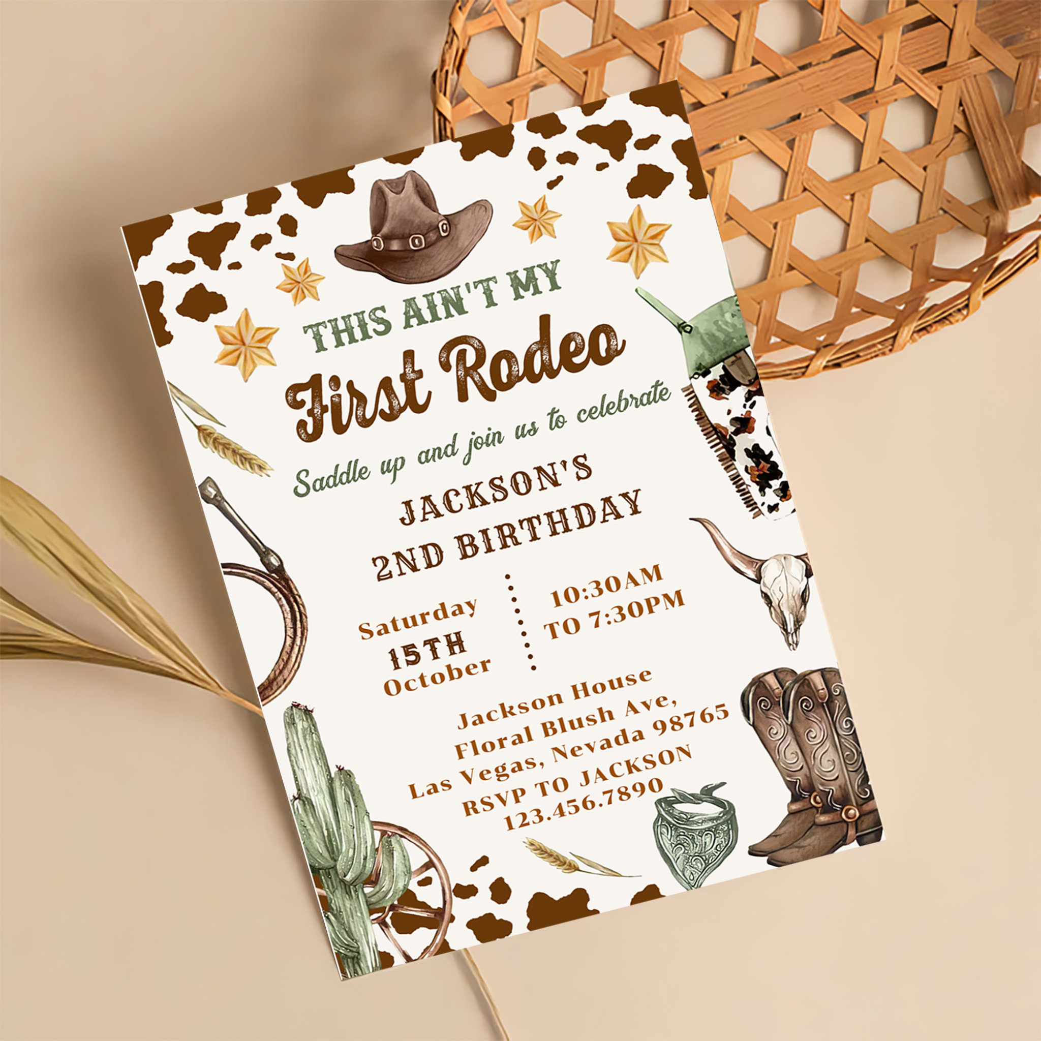 Western This Ain't My First Rodeo 2nd Birthday Invitation