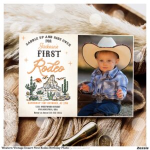 western_vintage_desert_first_rodeo_birthday_photo_invitation-r_wgkfj5_2154 Western Vintage Desert First Rodeo Birthday Photo Invitation