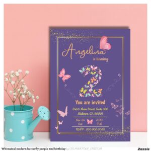 whimsical_modern_butterfly_purple_2nd_birthday_invitation-r_inhse6_2154 Whimsical modern butterfly purple 2nd birthday invitation