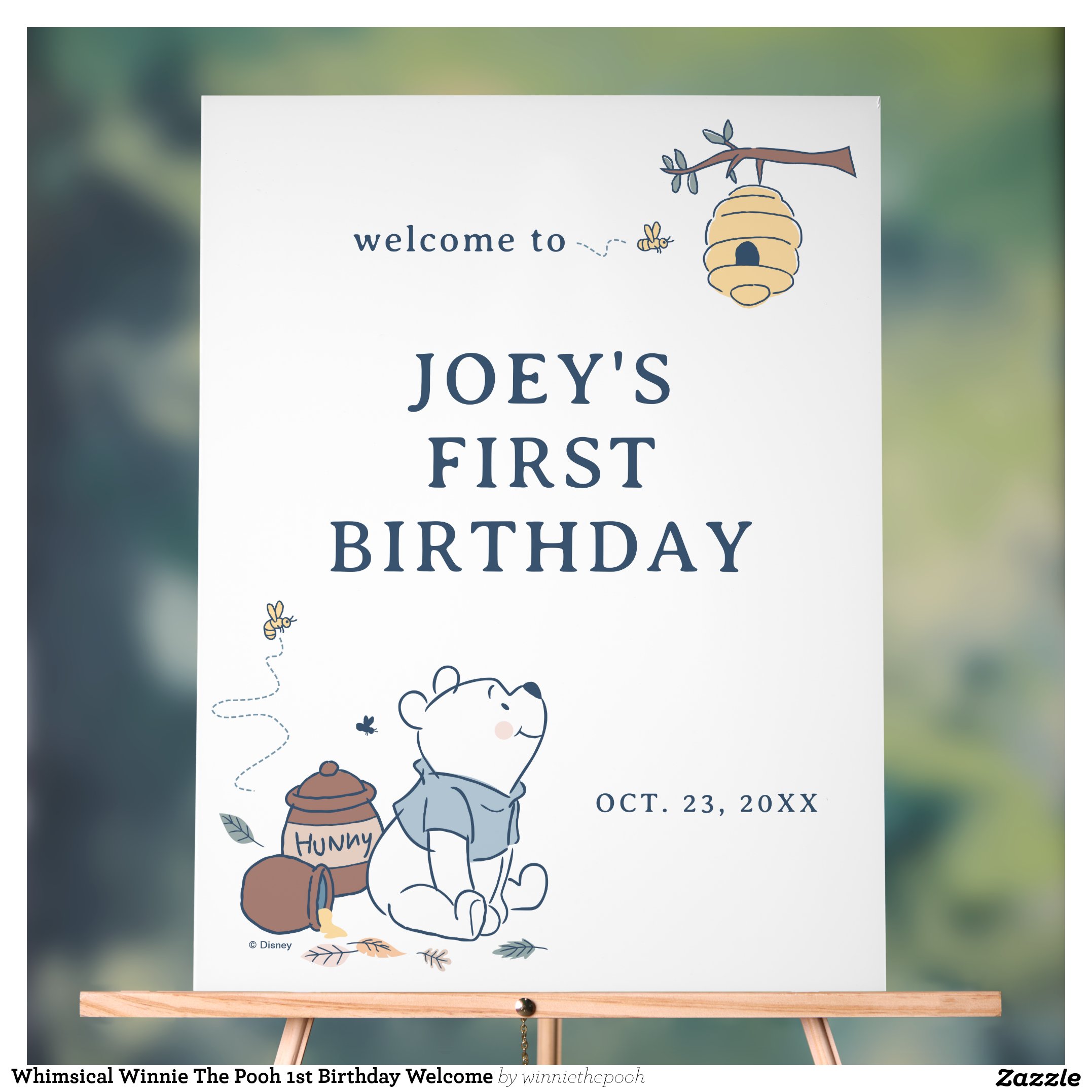 Whimsical Winnie The Pooh 1st Birthday Welcome Acrylic Sign