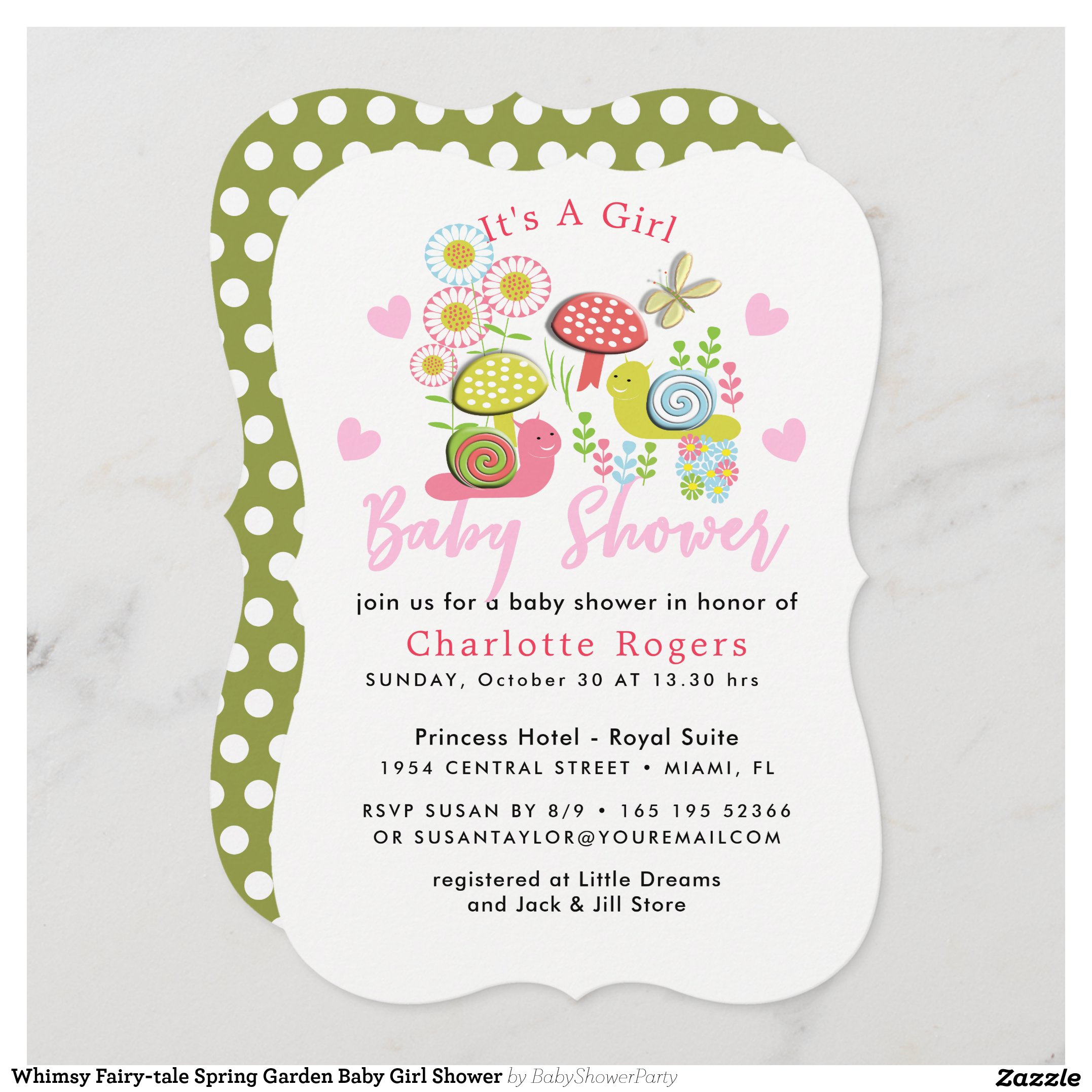 Whimsy Fairy-tale Spring Garden Baby Girl Shower Invitation