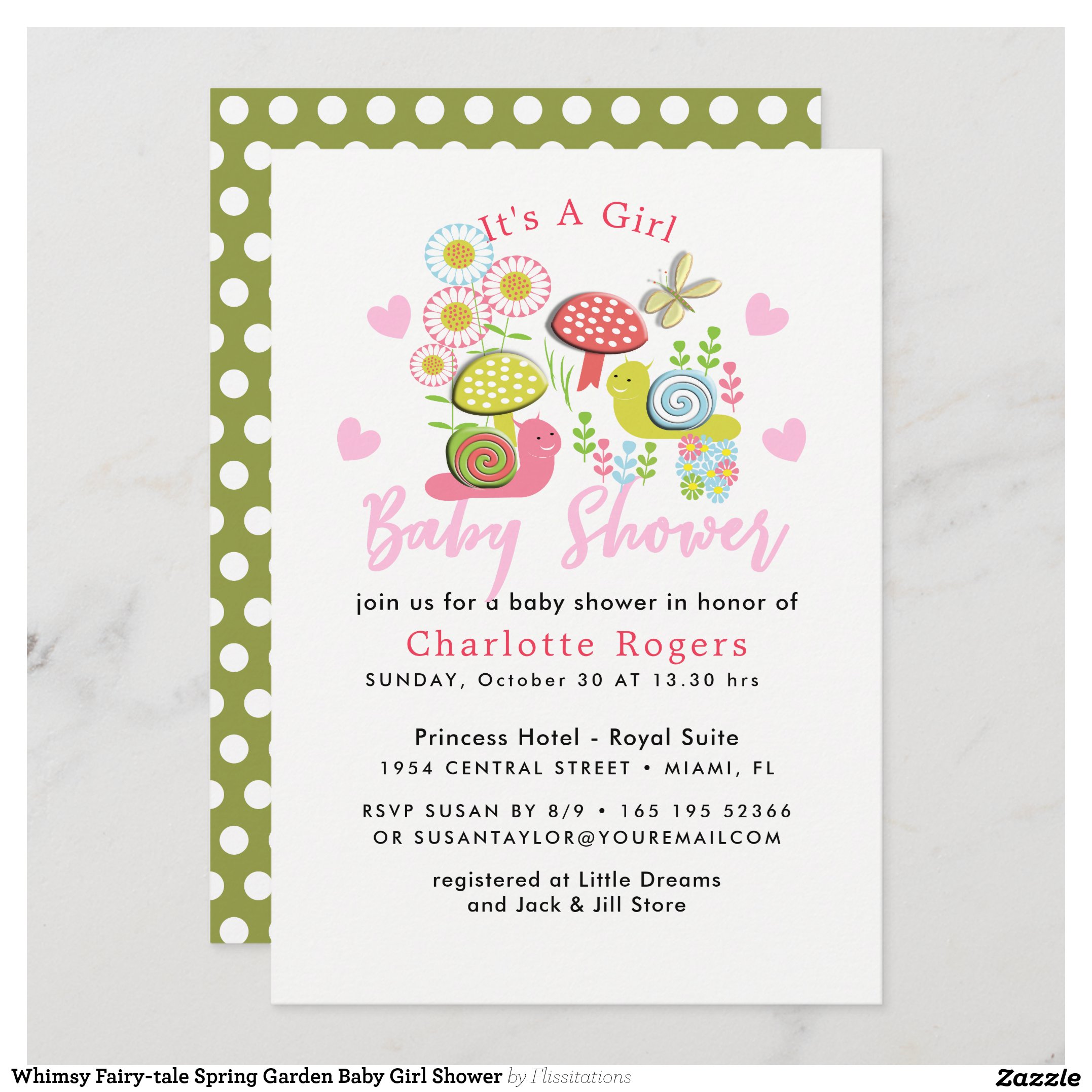 Whimsy Fairy-tale Spring Garden Baby Girl Shower Invitation