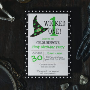 wicked_one_green_halloween_first_birthday_invitation-r_8fkddt_2154 Wicked One Green Halloween First Birthday Invitation