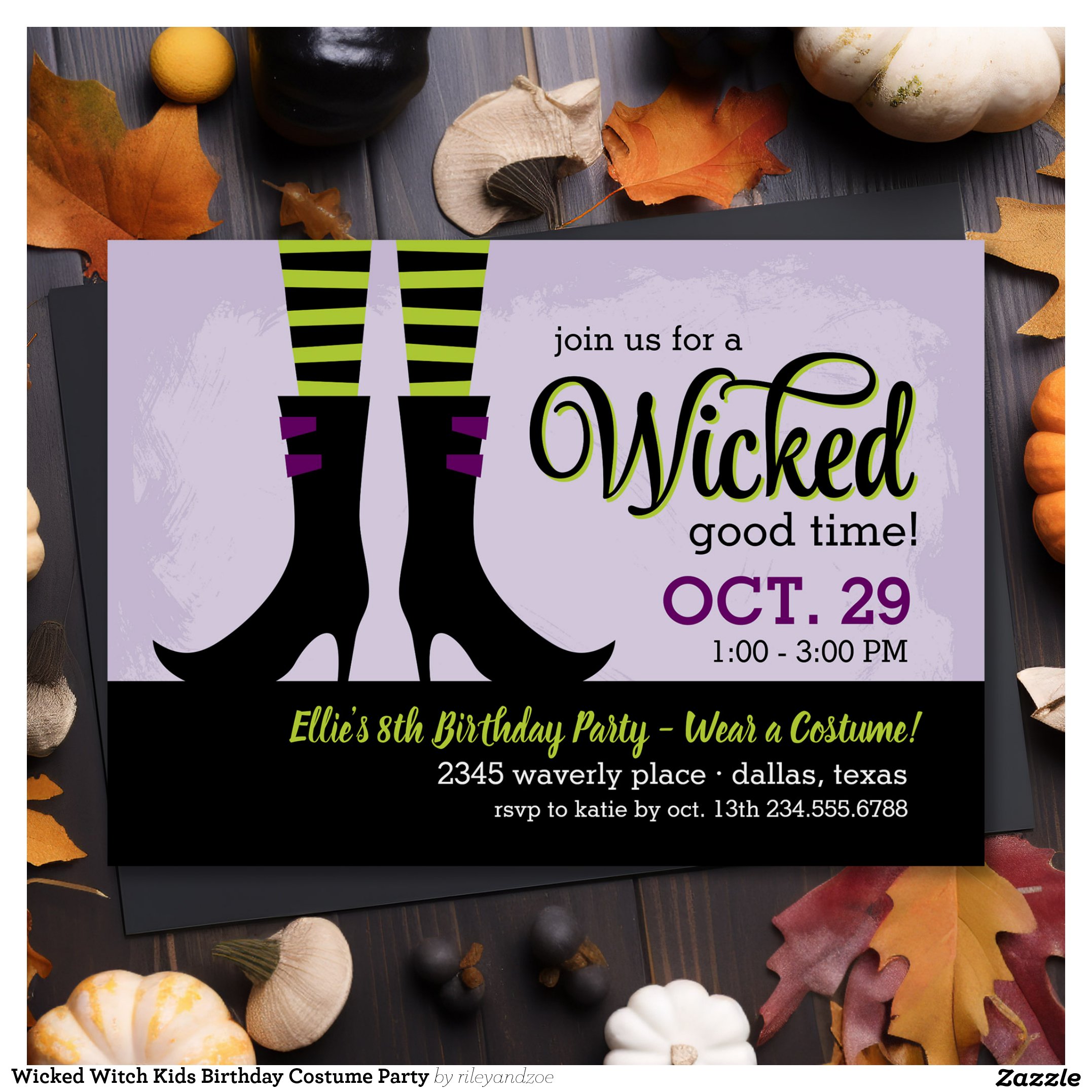 Wicked Witch Kids Birthday Costume Party Invitation