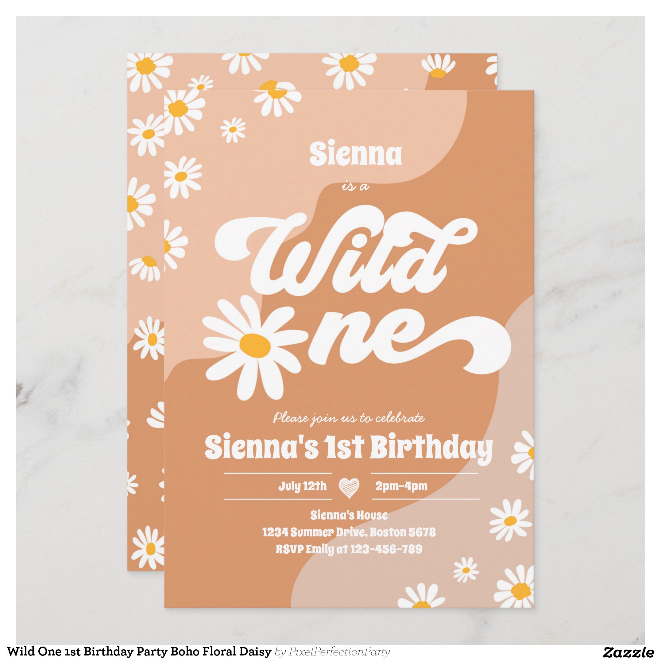 Wild One 1st Birthday Party Boho Floral Daisy Invitation