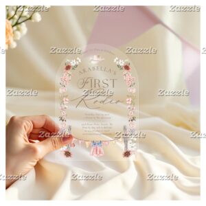 Wild West Little Cowgirl First Rodeo 1st Birthday Acrylic Invitations