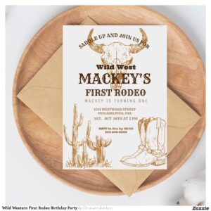 Wild Western First Rodeo Birthday Party Invitation