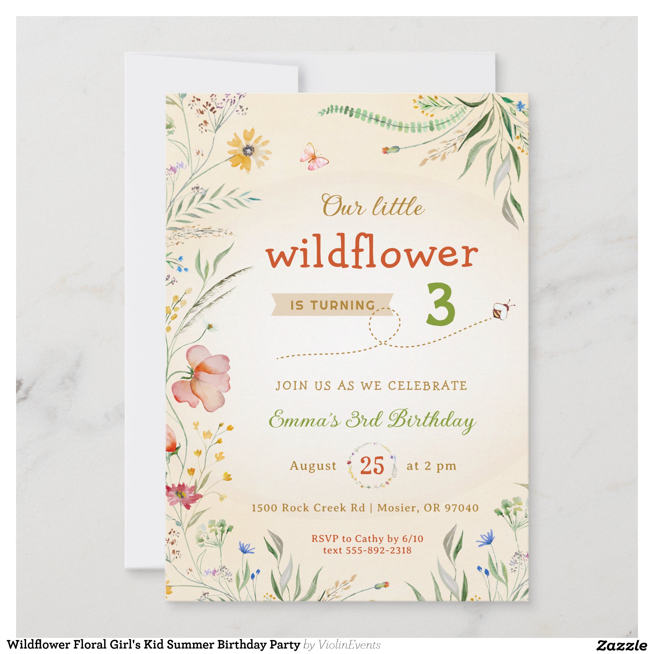 Wildflower Floral Girl's Kid Summer Birthday Party Invitation