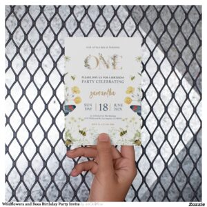 Wildflowers and Bees Birthday Party Invite