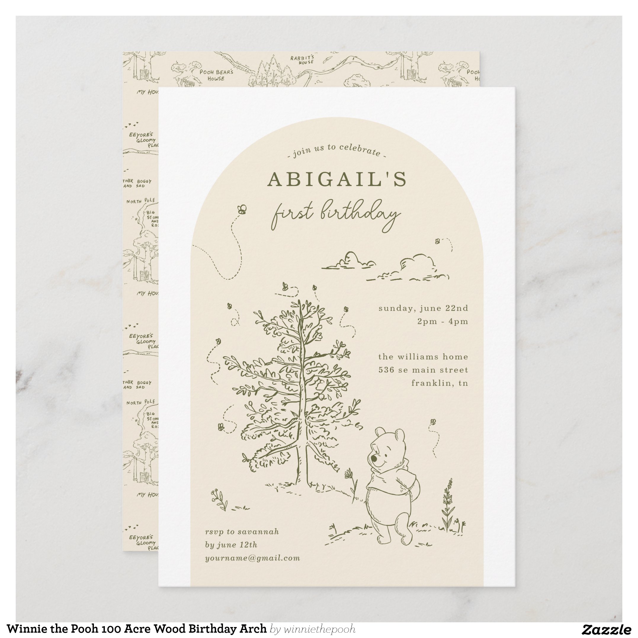 Winnie the Pooh 100 Acre Wood Birthday Arch Invitation