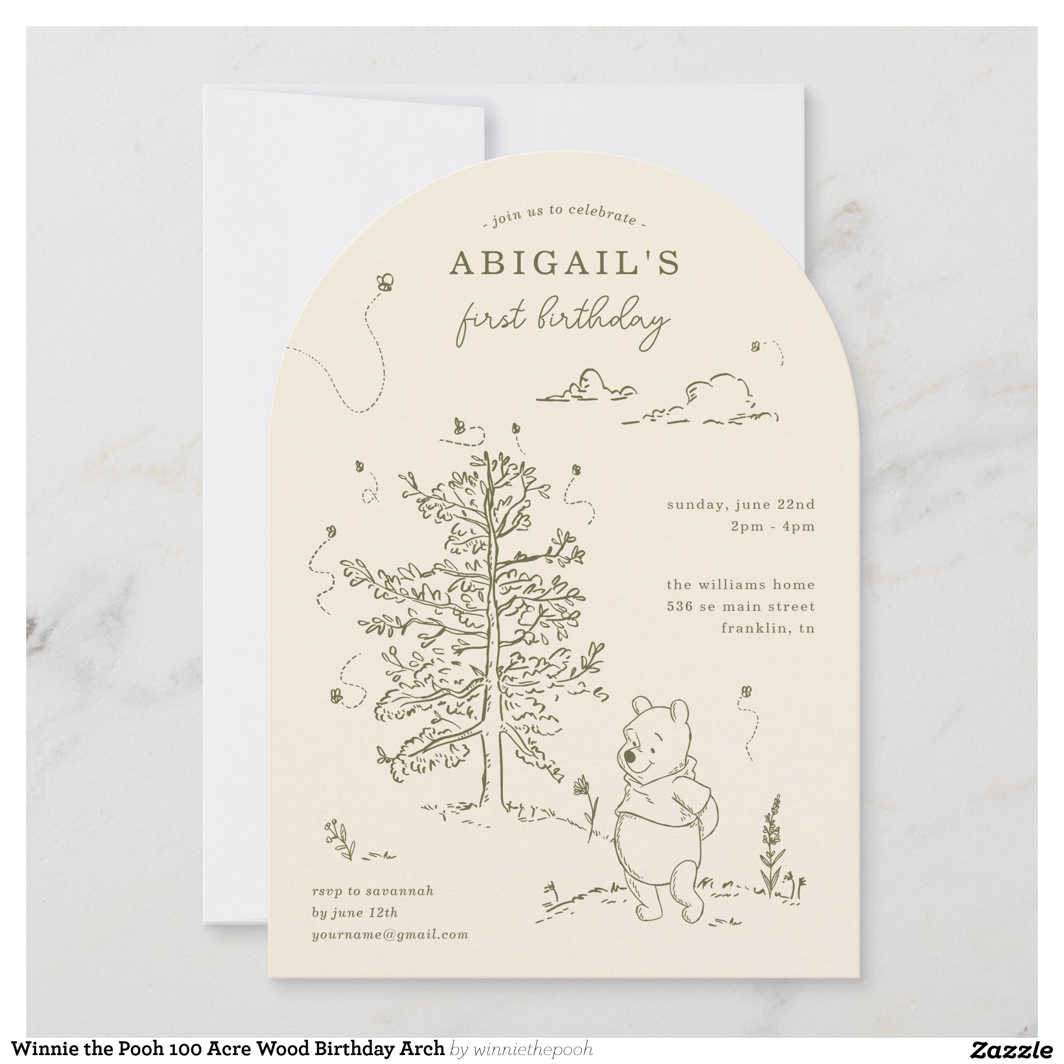 Winnie the Pooh 100 Acre Wood Birthday Arch Invitation