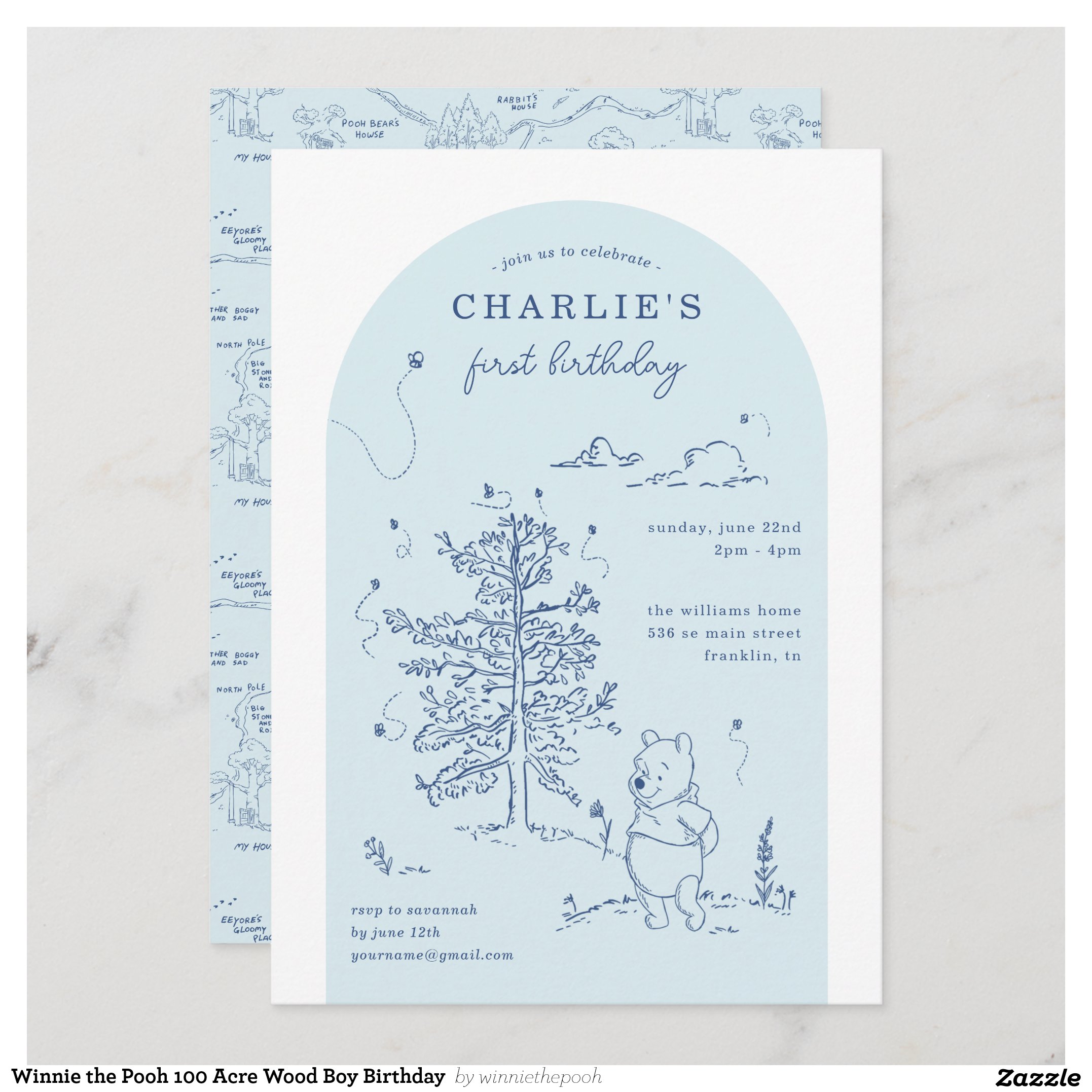 Winnie the Pooh 100 Acre Wood Boy Birthday Invitation
