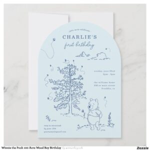 Winnie the Pooh 100 Acre Wood Boy Birthday Invitation