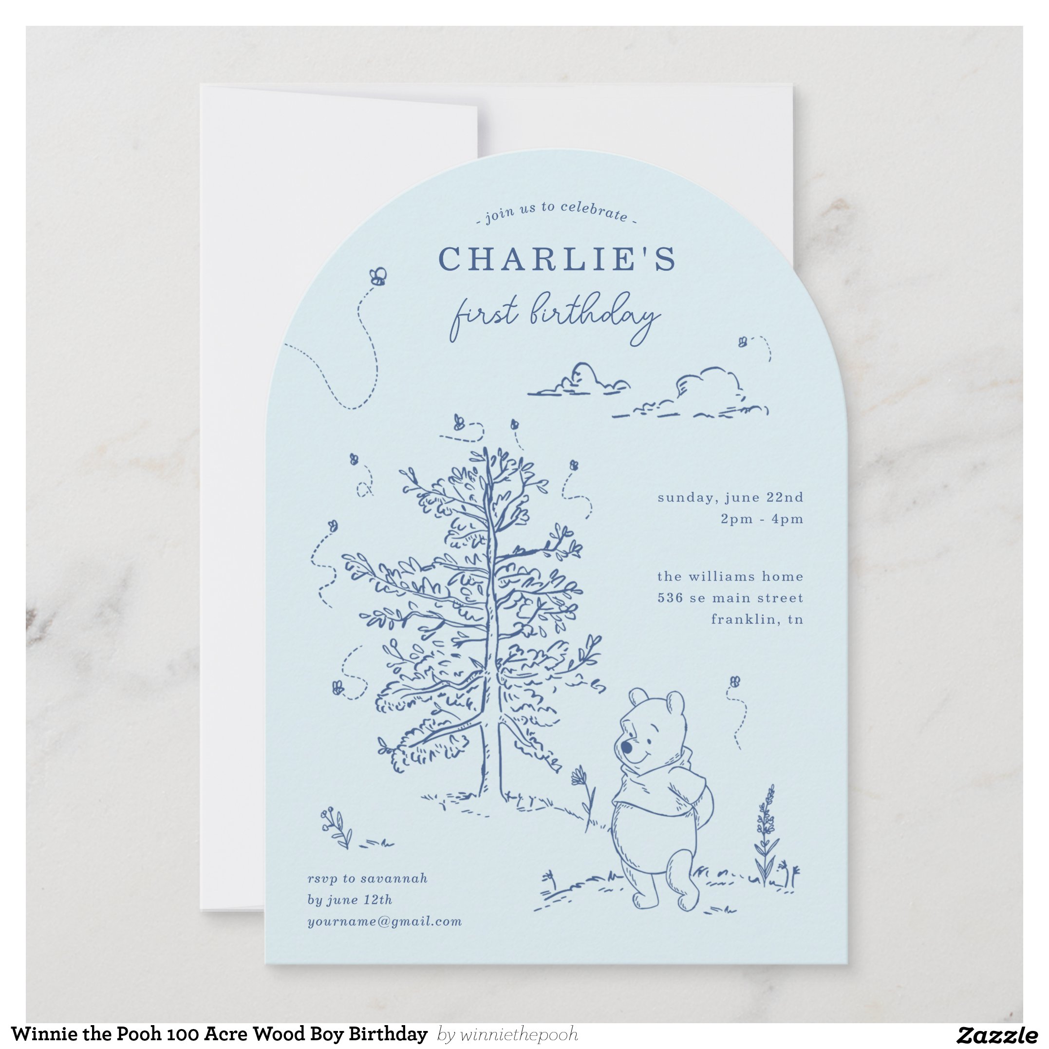 Winnie the Pooh 100 Acre Wood Boy Birthday Invitation