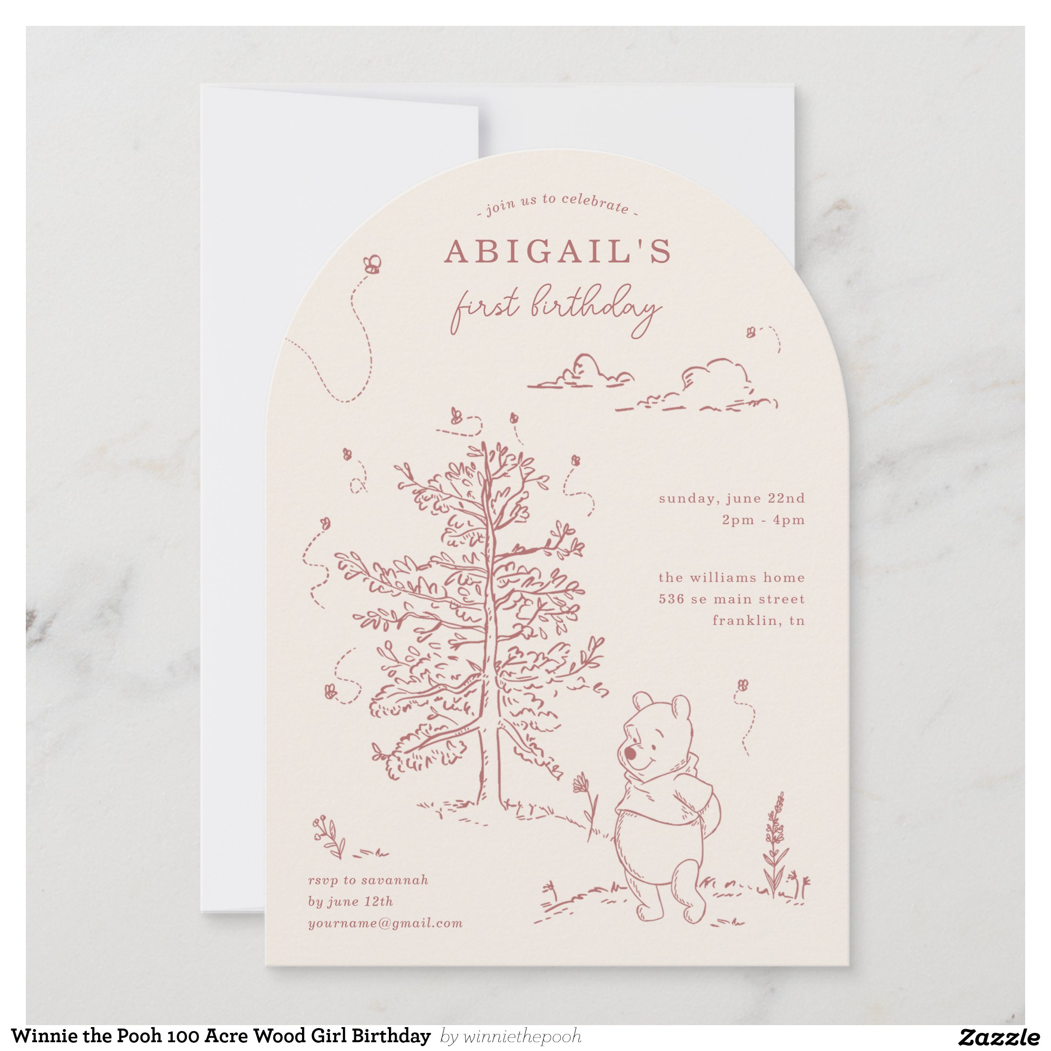 Winnie the Pooh 100 Acre Wood Girl Birthday Invitation