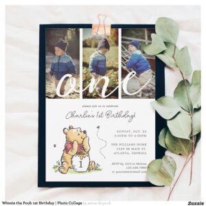 winnie_the_pooh_1st_birthday_photo_collage_invitation-r_zwluvk_2154 Winnie the Pooh 1st Birthday Photo Collage Invitation