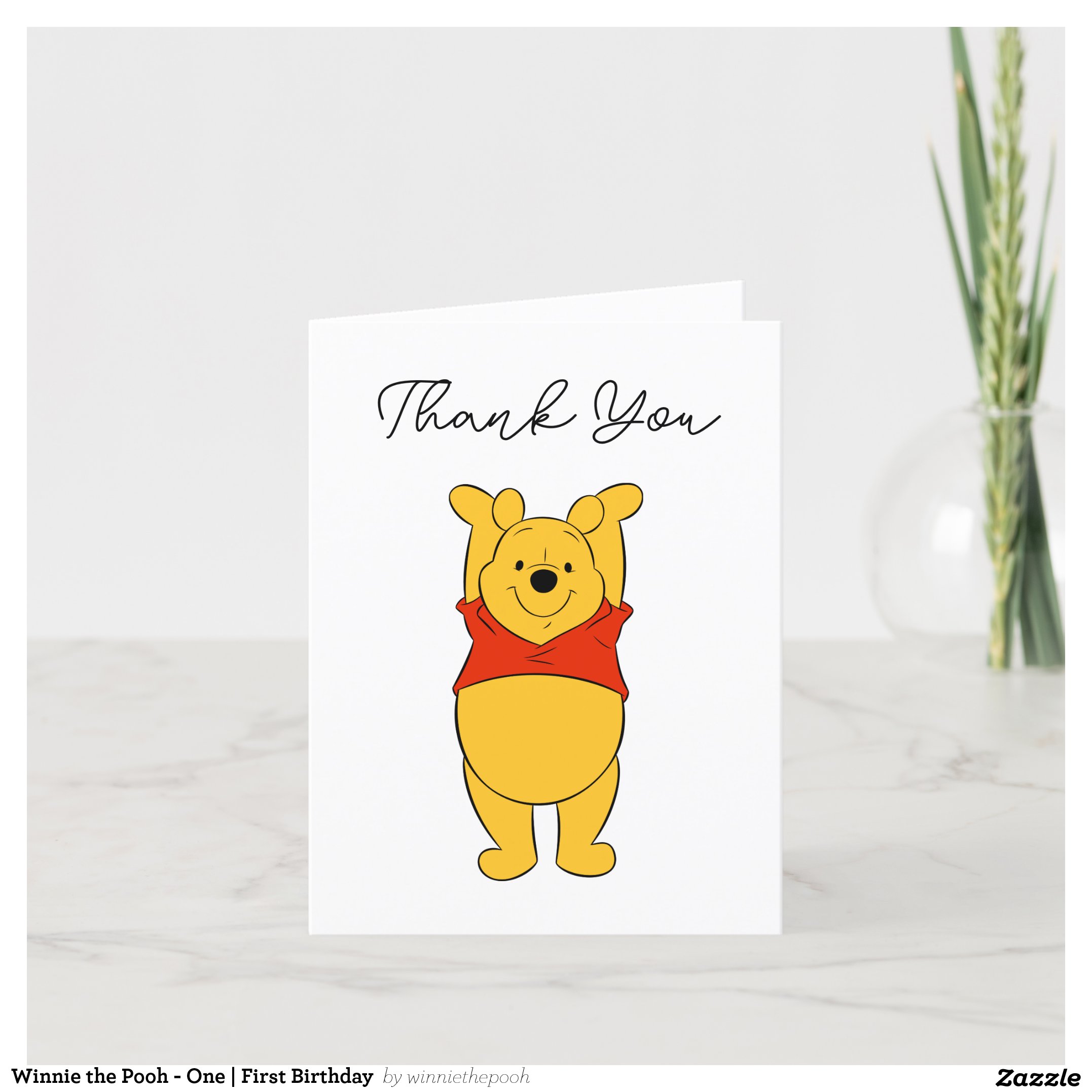 Winnie the Pooh - One First Birthday Thank You Card