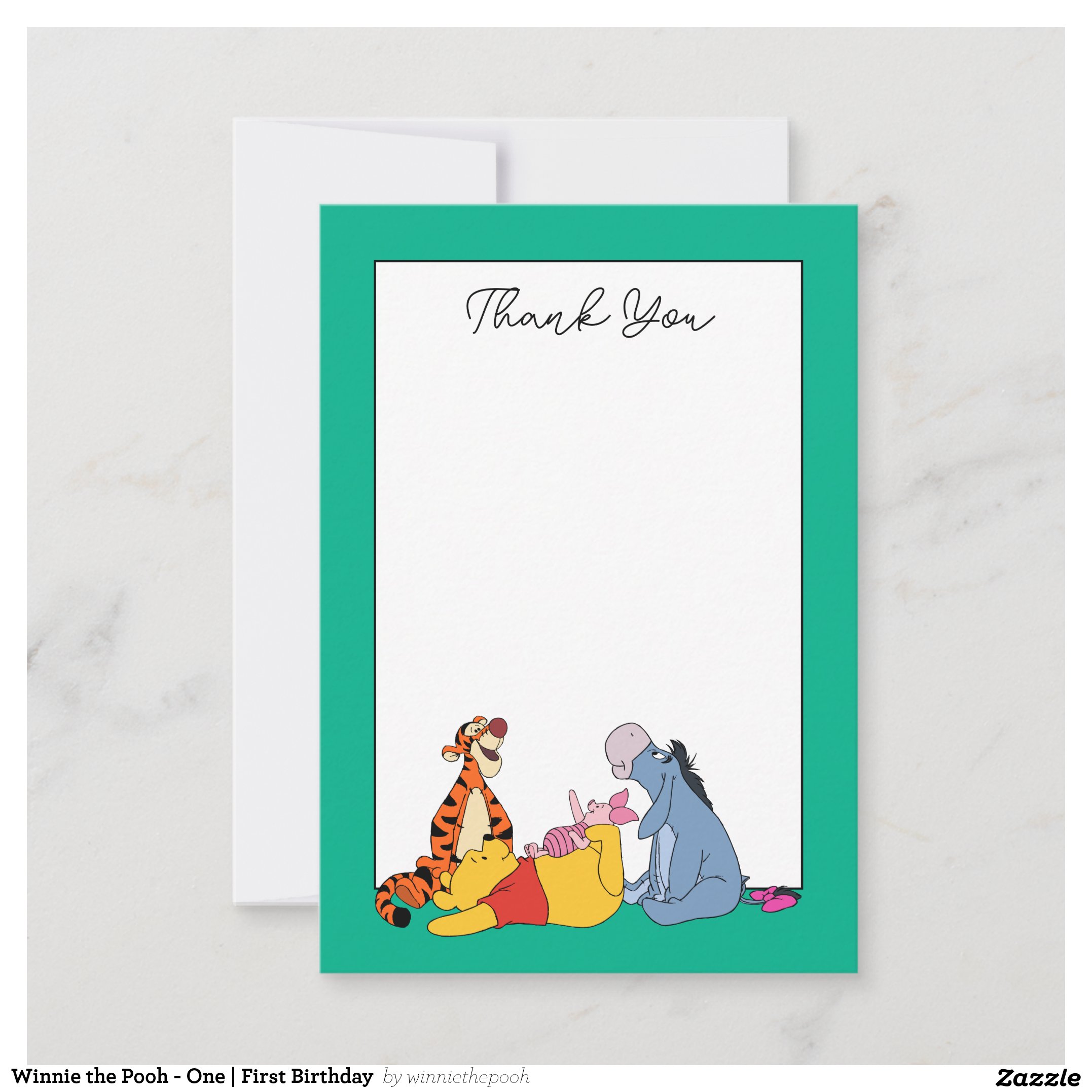 Winnie the Pooh - One First Birthday Thank You Card