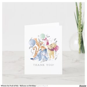 winnie_the_pooh_pals_balloons_1st_birthday_thank_you_card-rca7548cd48284dc7a5e97e0d8590a793_udf7g_2154 Winnie the Pooh & Pals - Balloons 1st Birthday Thank You Card