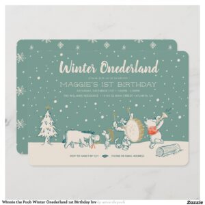 Winnie the Pooh Winter Onederland 1st Birthday Inv Invitation