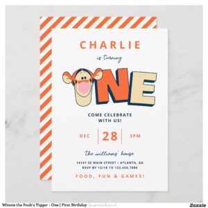 Winnie the Pooh's Tigger - One First Birthday Invitation