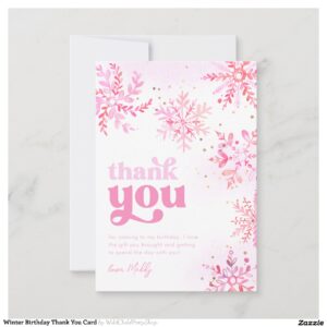 Winter Birthday Thank You Card