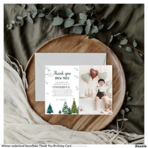 Winter onderland Snowflake Thank You Birthday Card