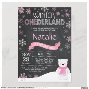 Winter Onederland 1st Birthday Invitation