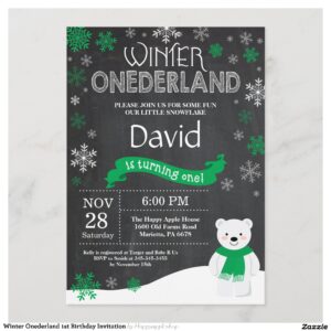 Winter Onederland 1st Birthday Invitation