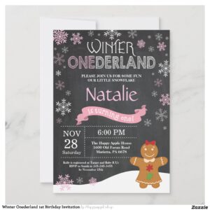 Winter Onederland 1st Birthday Invitation